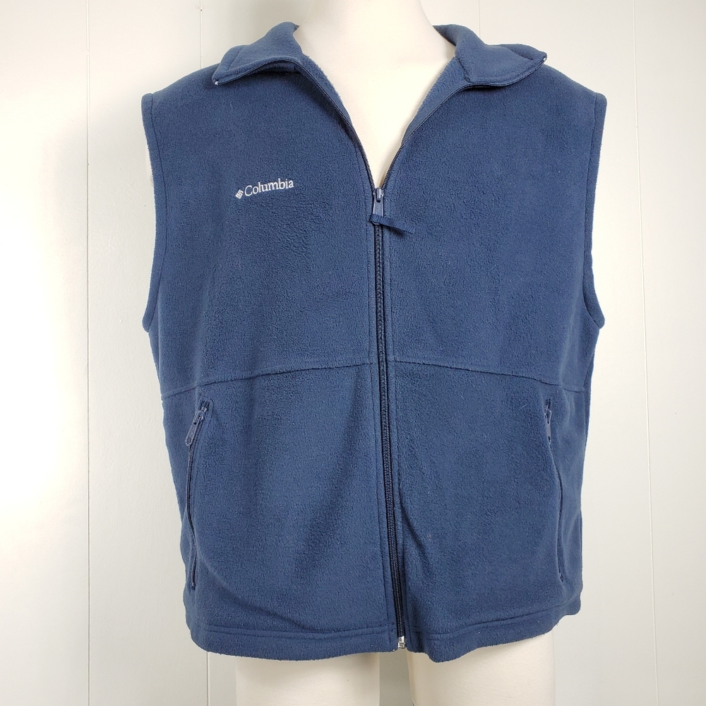 Columbia blue fleece zip-up vest size extra large